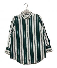 JIL SANDER（ジルサンダー）の古着「ストライプロングシャツ/HSJWLA0012」｜グリーン×ホワイト