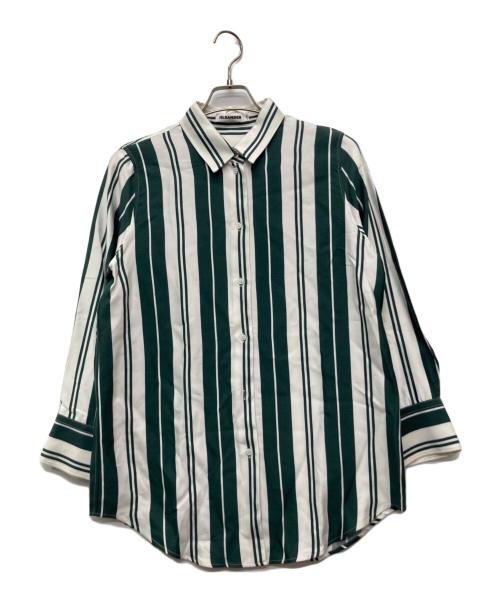 JIL SANDER（ジルサンダー）JIL SANDER (ジルサンダー) ストライプロングシャツ/HSJWLA0012 グリーン×ホワイト サイズ:38の古着・服飾アイテム
