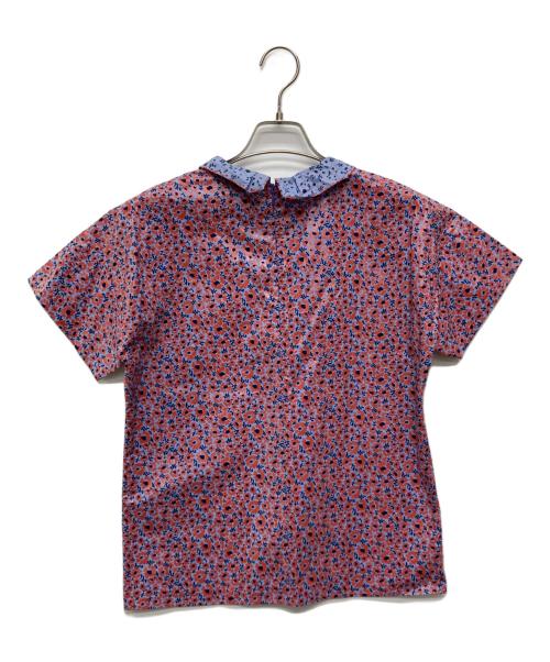 JIL SANDER（ジルサンダー）JIL SANDER (ジルサンダー) 半袖花柄ブラウス オレンジ×ブルー サイズ:34の古着・服飾アイテム