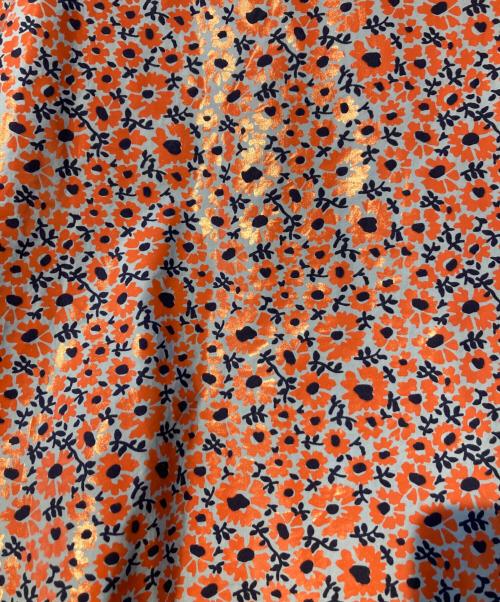 JIL SANDER（ジルサンダー）JIL SANDER (ジルサンダー) 半袖花柄ブラウス オレンジ×ブルー サイズ:34の古着・服飾アイテム
