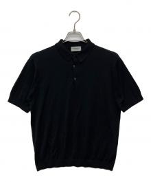 JOHN SMEDLEY（ジョンスメドレー）の古着「シーアイランドコットンニットポロシャツ」｜ブラック