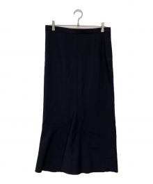 JUNYA WATANABE COMME des GARCONS（ジュンヤワタナベ コムデギャルソン）の古着「ウールポプリンヘムフレアスカート/JS-10051M」｜ネイビー