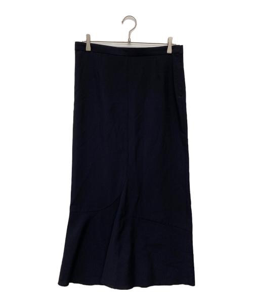 JUNYA WATANABE COMME des GARCONS（ジュンヤワタナベ コムデギャルソン）JUNYA WATANABE COMME des GARCONS (ジュンヤワタナベ コムデギャルソン) ウールポプリンヘムフレアスカート/JS-10051M ネイビー サイズ:Ｍの古着・服飾アイテム