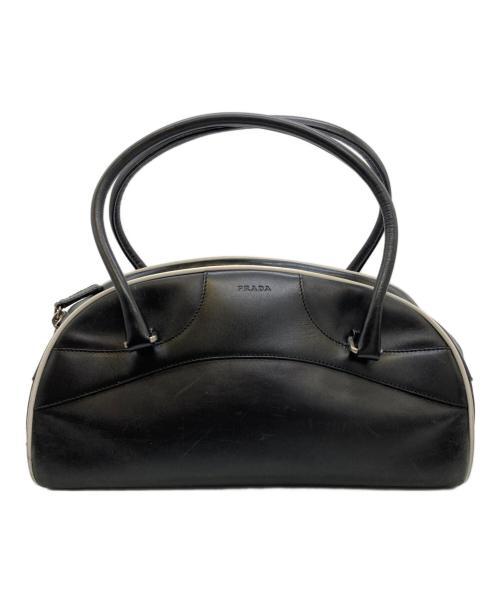 PRADA（プラダ）PRADA (プラダ) レザーパイピングボウリングバッグ ブラックの古着・服飾アイテム