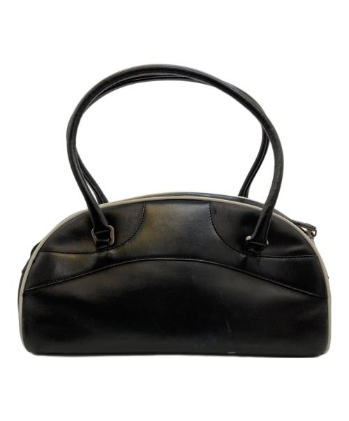 PRADA（プラダ）PRADA (プラダ) レザーパイピングボウリングバッグ ブラックの古着・服飾アイテム