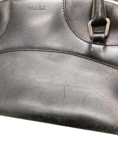 PRADA（プラダ）PRADA (プラダ) レザーパイピングボウリングバッグ ブラックの古着・服飾アイテム