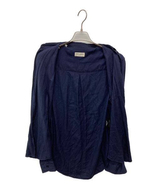 Saint Laurent Paris（サンローランパリ）Saint Laurent Paris (サンローランパリ) ダメージ加工レーヨンシャツ ネイビー サイズ:39の古着・服飾アイテム
