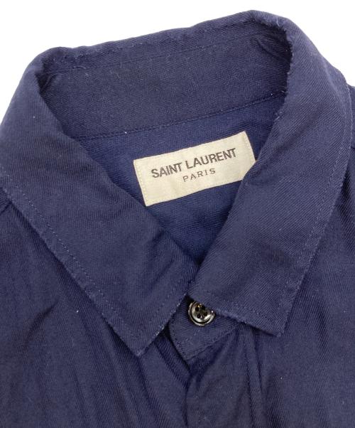Saint Laurent Paris（サンローランパリ）Saint Laurent Paris (サンローランパリ) ダメージ加工レーヨンシャツ ネイビー サイズ:39の古着・服飾アイテム