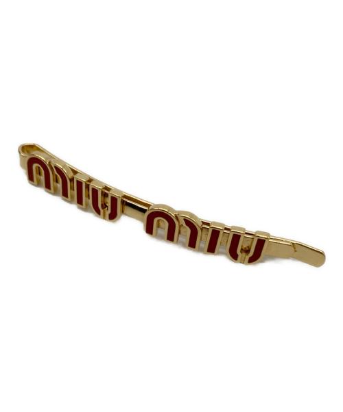 MIU MIU（ミュウミュウ）MIU MIU (ミュウミュウ) エナメルメタル ヘアクリップ ゴールド×レッドの古着・服飾アイテム