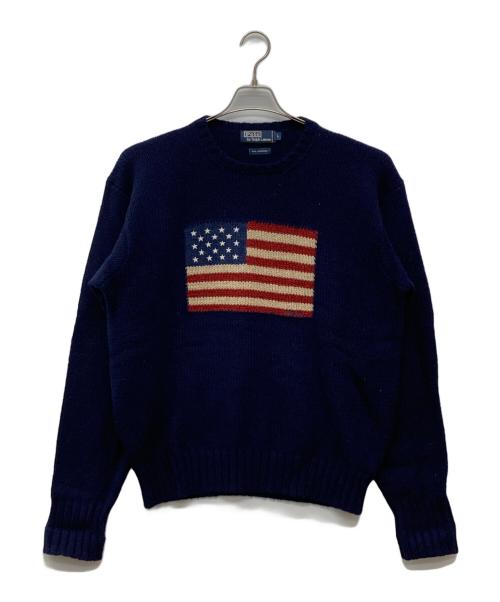 POLO RALPH LAUREN（ポロ・ラルフローレン）POLO RALPH LAUREN (ポロ・ラルフローレン) 星条旗 ニット ネイビー サイズ:Ｌの古着・服飾アイテム