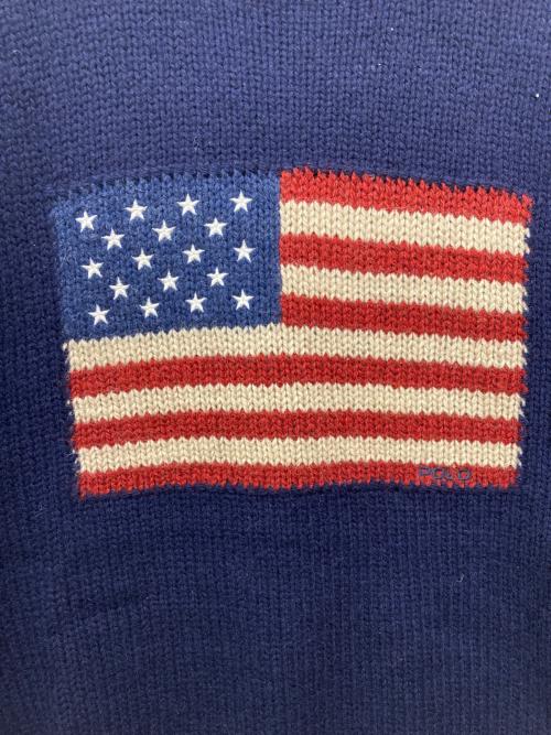 POLO RALPH LAUREN（ポロ・ラルフローレン）POLO RALPH LAUREN (ポロ・ラルフローレン) 星条旗 ニット ネイビー サイズ:Ｌの古着・服飾アイテム
