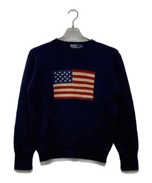 POLO RALPH LAUREN（ポロ・ラルフローレン）POLO RALPH LAUREN (ポロ・ラルフローレン) 星条旗ニット ネイビー サイズ:Mの古着・服飾アイテム