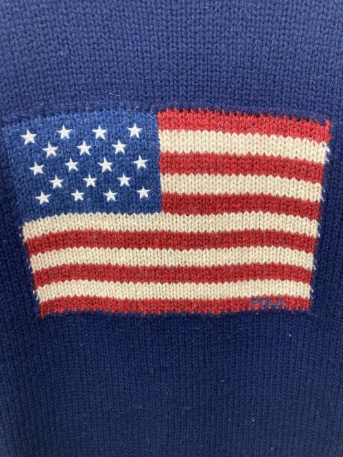 POLO RALPH LAUREN（ポロ・ラルフローレン）POLO RALPH LAUREN (ポロ・ラルフローレン) 星条旗ニット ネイビー サイズ:Mの古着・服飾アイテム
