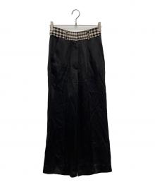 MM6 Maison Margiela（エムエムシックスメゾンマルジェラ）の古着「サテンワイドフレアパンツ/S52KA0289 S45399」｜ブラック