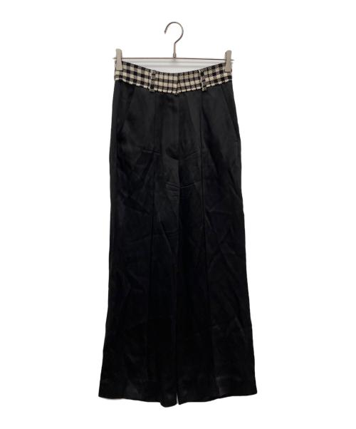 MM6 Maison Margiela（エムエムシックスメゾンマルジェラ）MM6 Maison Margiela (エムエムシックスメゾンマルジェラ) サテンワイドフレアパンツ/S52KA0289 S45399 ブラック サイズ:36の古着・服飾アイテム