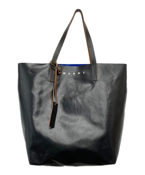 MARNI（マルニ）MARNI (マルニ) PVCバイカラーロゴトートバッグ/SHMQ0000A3 P3572 ブルー×ブラックの古着・服飾アイテム