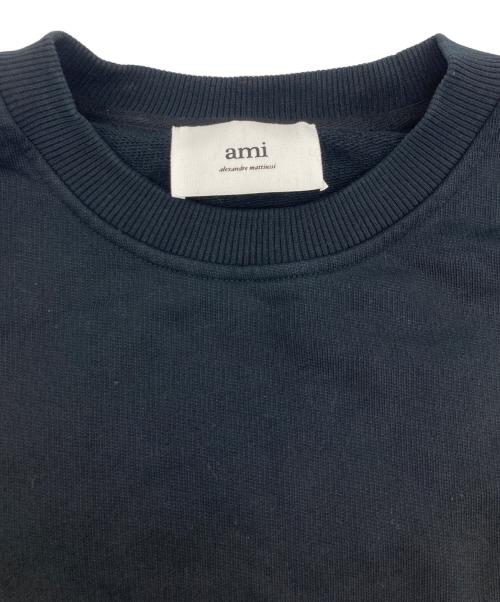 ami（アミ）ami (アミ) ハートロゴ刺繍スウェット/BFUSW001.730 ブラック サイズ:Ｌの古着・服飾アイテム