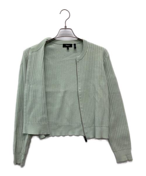 theory（セオリー）theory (セオリー) Wooster Crepe Knit/ポインテールサマーニットカーディガン/01-6203703 グリーン サイズ:Pの古着・服飾アイテム