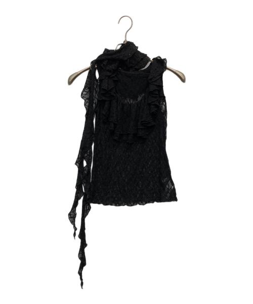 JOSE MOON（ジョゼムーン）JOSE MOON (ジョゼムーン) RAFFLE LACE TOPS ブラック サイズ:フリーの古着・服飾アイテム