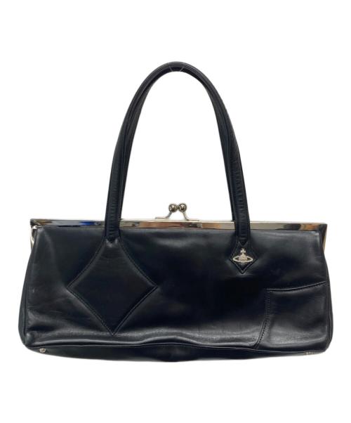 Vivienne Westwood（ヴィヴィアンウエストウッド）Vivienne Westwood (ヴィヴィアンウエストウッド) ガマ口レザーハンドバッグ ブラックの古着・服飾アイテム