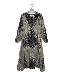 Sana mallika（サラマリカ）の古着「Cotton Block Pattern Dress」｜ブラック
