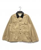Sea Room lynnシールームリン）の古着「ECO Leather collar カバーオール」｜ベージュ