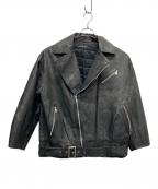 Sea Room lynnシールームリン）の古着「Vintage ECOレザーBIGライダース レザージャケット」｜ブラック