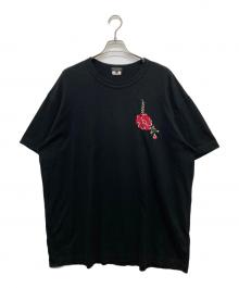 COMME des GARCONS HOMME PLUS（コムデギャルソンオムプリュス）の古着「フワラーエンブロイダリーTee」｜ブラック