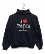 BALENCIAGAバレンシアガ）の古着「I LOVE PARIS HOODIE/803265・TRVM6」｜ブラック