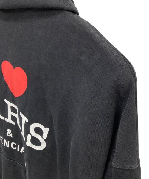BALENCIAGA（バレンシアガ）BALENCIAGA (バレンシアガ) I LOVE PARIS HOODIE/803265・TRVM6 ブラック サイズ:Ｍの古着・服飾アイテム