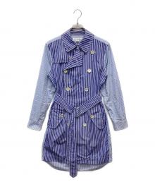 COMME des GARCONS SHIRT（コムデギャルソンシャツ）の古着「ストライプシャツトレンチコート」｜ブルー