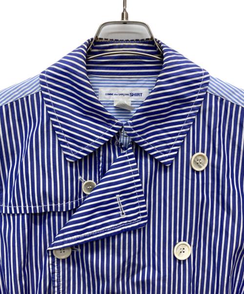 COMME des GARCONS SHIRT（コムデギャルソンシャツ）COMME des GARCONS SHIRT (コムデギャルソンシャツ) ストライプシャツトレンチコート ブルー サイズ:Mの古着・服飾アイテム