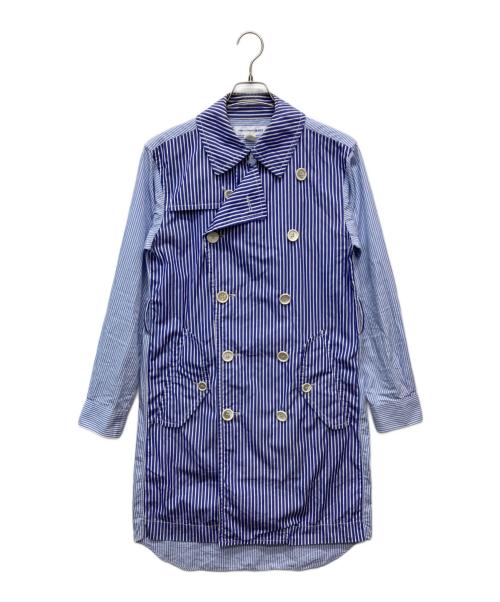 COMME des GARCONS SHIRT（コムデギャルソンシャツ）COMME des GARCONS SHIRT (コムデギャルソンシャツ) ストライプシャツトレンチコート ブルー サイズ:Mの古着・服飾アイテム