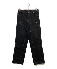 AFB（エーエフビー）の古着「DOUBLE KNEE STUDDED PANTS」｜ブラック