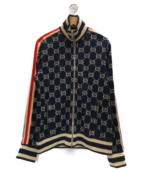 GUCCI（グッチ）GUCCI (グッチ) GGジャカードコットンジャケット ネイビー×アイボリー サイズ:表記サイズ：Lの古着・服飾アイテム