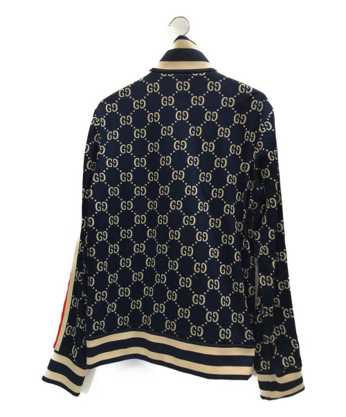 GUCCI（グッチ）GUCCI (グッチ) GGジャカードコットンジャケット ネイビー×アイボリー サイズ:表記サイズ：Lの古着・服飾アイテム