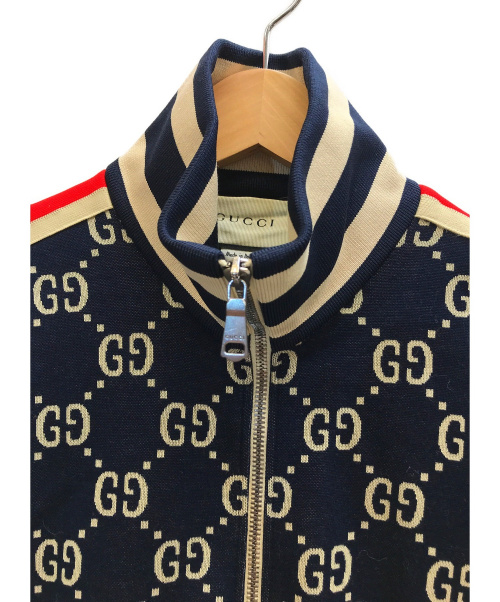 GUCCI（グッチ）GUCCI (グッチ) GGジャカードコットンジャケット ネイビー×アイボリー サイズ:表記サイズ：Lの古着・服飾アイテム