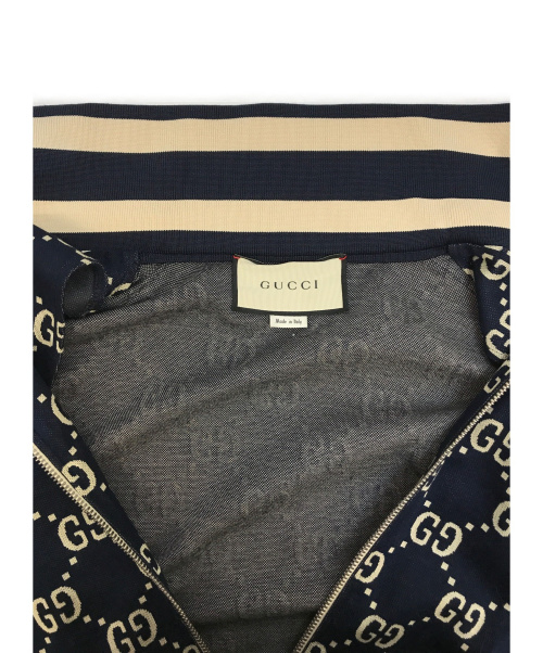 GUCCI（グッチ）GUCCI (グッチ) GGジャカードコットンジャケット ネイビー×アイボリー サイズ:表記サイズ：Lの古着・服飾アイテム
