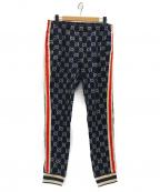 GUCCIグッチ）の古着「GGジャカードジョギングロングパンツ」｜ネイビー×アイボリー