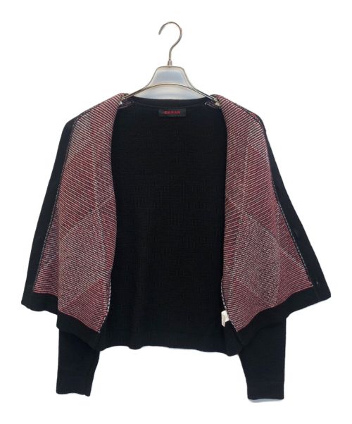 CABAN（キャバン）CABaN (キャバン) ウールジャカード Vネックカーディガン ブラック サイズ:Mの古着・服飾アイテム