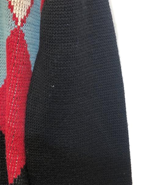 CABAN（キャバン）CABaN (キャバン) ウールジャカード Vネックカーディガン ブラック サイズ:Mの古着・服飾アイテム