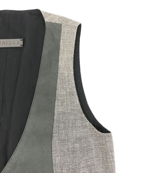 INAISCE（インアスカ）INAISCE (インアスカ) レザー切替ベスト オリーブ サイズ:1の古着・服飾アイテム