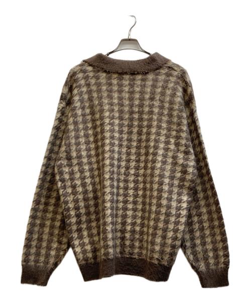 HUF（ハフ）HUF (ハフ) ONE STAR HOUNDSTOOTH POLO SWEATER ブラウン×ベージュ サイズ:XLの古着・服飾アイテム