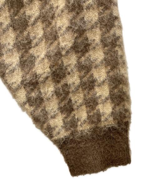 HUF（ハフ）HUF (ハフ) ONE STAR HOUNDSTOOTH POLO SWEATER ブラウン×ベージュ サイズ:XLの古着・服飾アイテム
