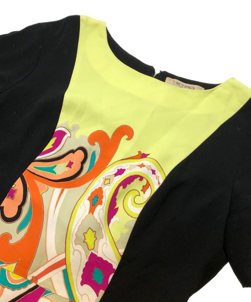 ETRO（エトロ）ETRO (エトロ) ペイズリー柄ワンピース イエロー×ブラック サイズ:46の古着・服飾アイテム