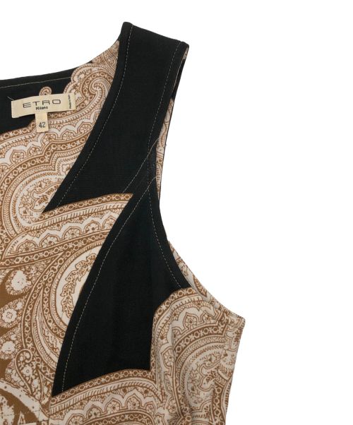 ETRO（エトロ）ETRO (エトロ) 総柄ノースリーブワンピース ブラック サイズ:42の古着・服飾アイテム