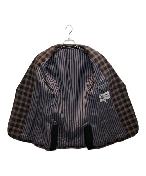 Vivienne Westwood man（ヴィヴィアン ウェストウッド マン）Vivienne Westwood man (ヴィヴィアン ウェストウッド マン) チェック2Bジャケット ボルドー×グレー サイズ:44の古着・服飾アイテム