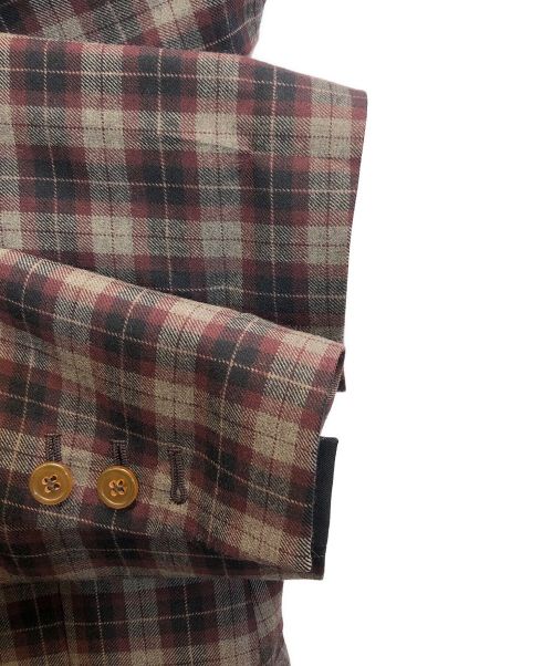 Vivienne Westwood man（ヴィヴィアン ウェストウッド マン）Vivienne Westwood man (ヴィヴィアン ウェストウッド マン) チェック2Bジャケット ボルドー×グレー サイズ:44の古着・服飾アイテム