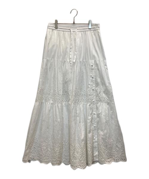 COACH（コーチ）COACH (コーチ) ブロドリー アングレース ロングスカート ホワイト サイズ:4の古着・服飾アイテム
