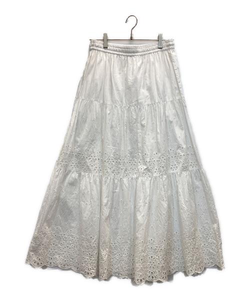 COACH（コーチ）COACH (コーチ) ブロドリー アングレース ロングスカート ホワイト サイズ:4の古着・服飾アイテム